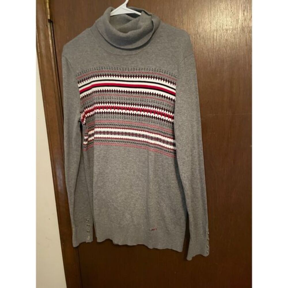 Tommy Hilfiger Nordic Turtle Neck Sweater Gray Women's Large